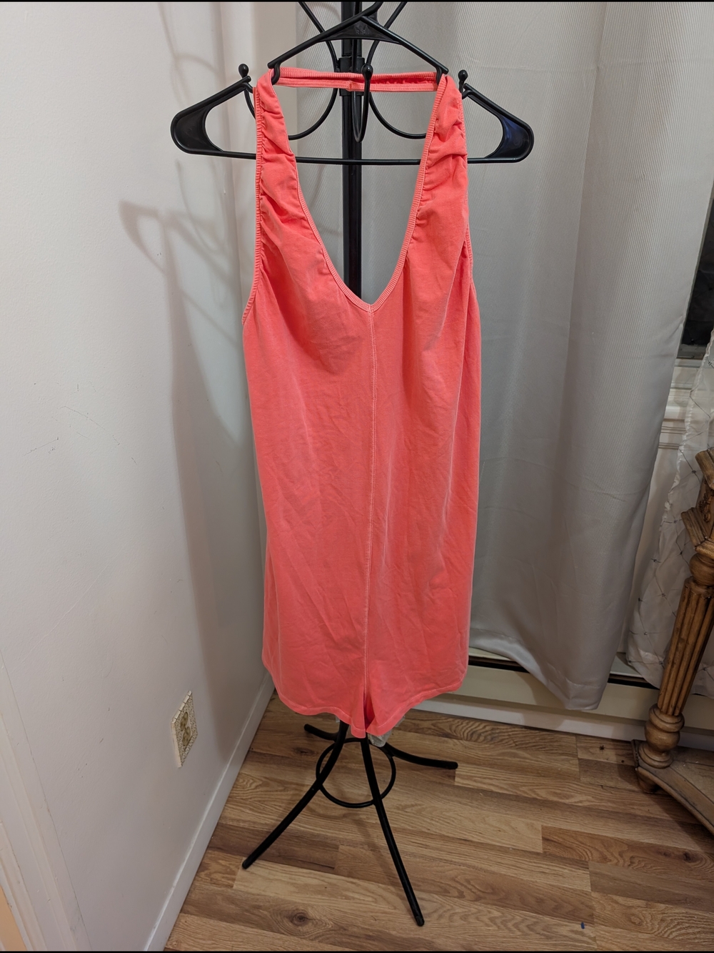 FP Movement by Free People Coral Pink Halter Romper Bodysuit Size XL